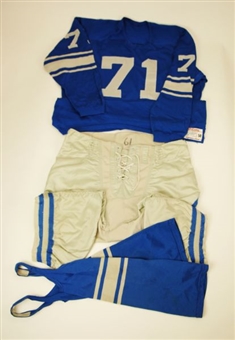 1960-68 Alex Karras Detroit Lions Game Worn Uniform: Durene Jersey, Satin Pants and Stirrups (MEARS A-10)